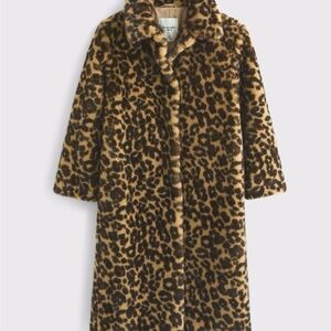 BRAND NEW Abercrombie Leopard Print Faux Fur Coat
